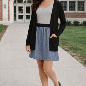 Exhilaration Juniors Denim-Look Fit & Flare Dress | Size Medium